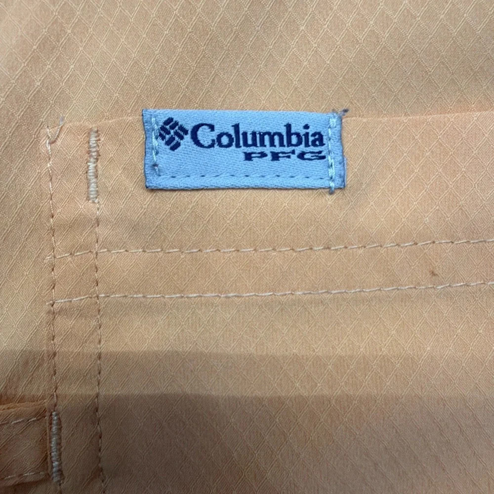 Columbia PFG Outdoor Vented Omni Shade Button Up Shirt Pockets Orange Mens XL - Picture 9 of 16